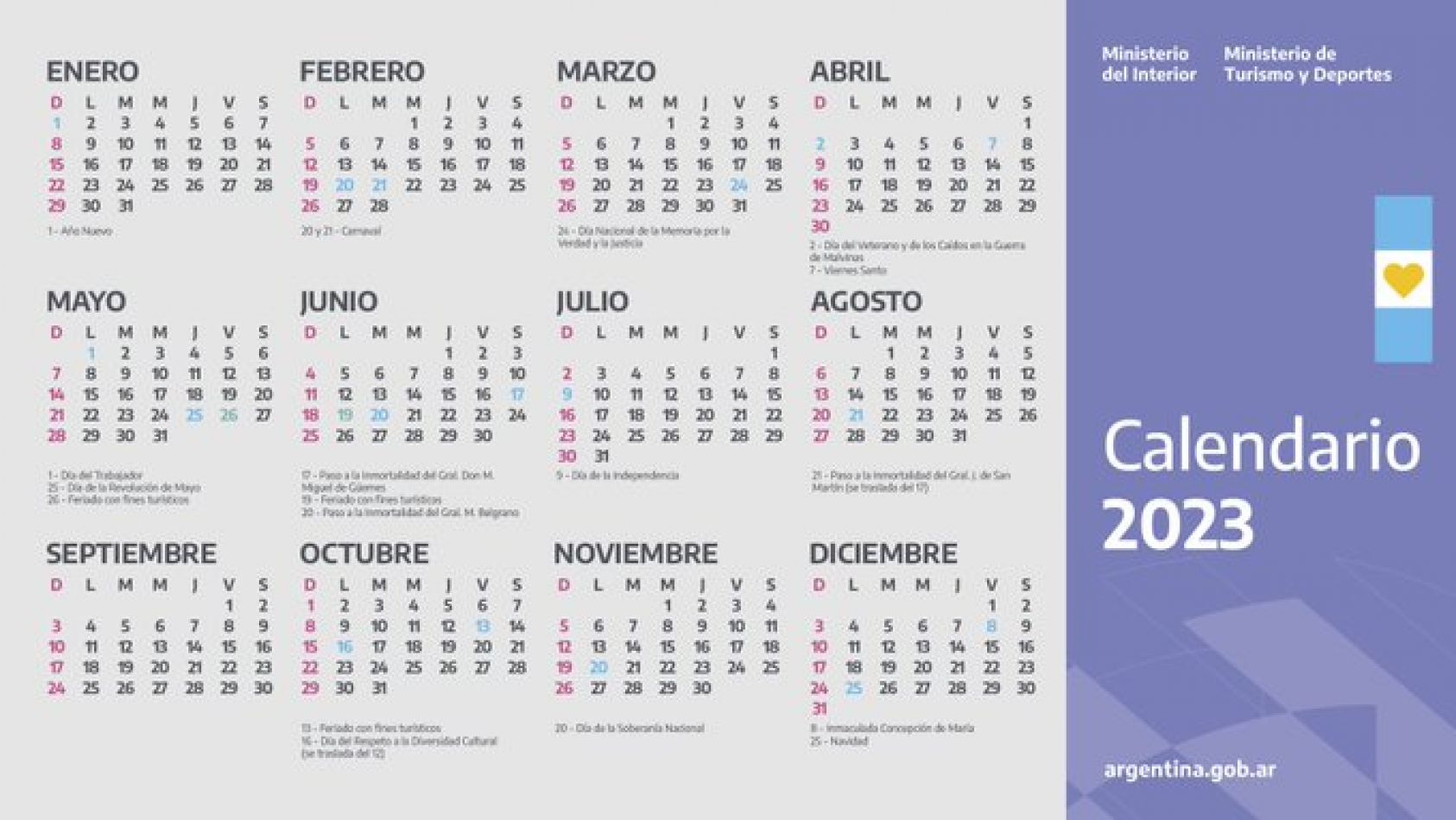 Éstos serán los feriados de 2023 Nacional FeedBack Salta, Argentina