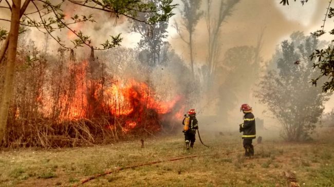 Gran trabajo de los bomberos para controlar el fuego