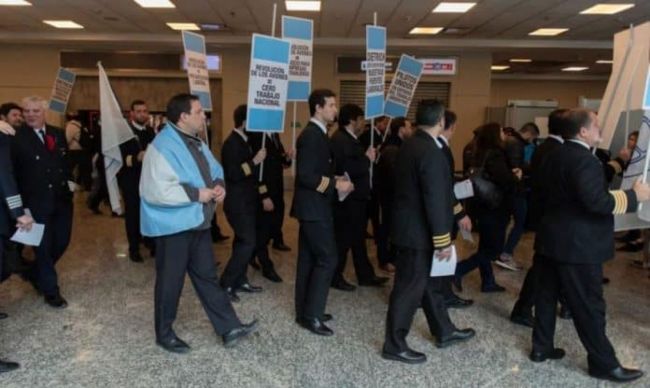 Protesta en Aeroparque