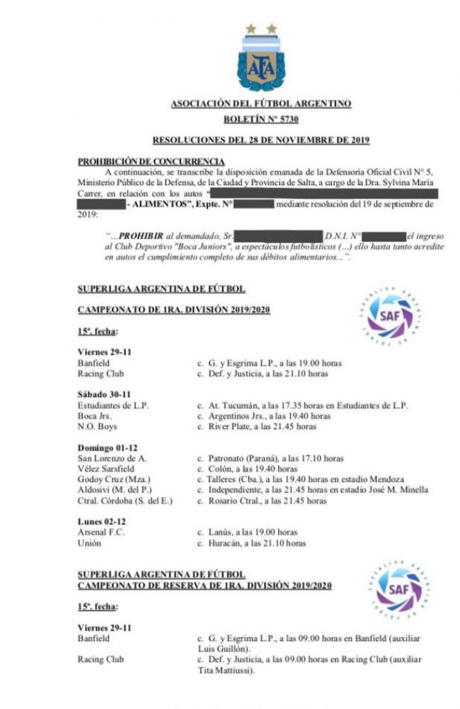 Boletin de AFA