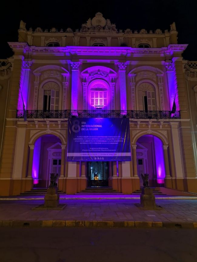 Legislatura iluminada en honor al día de la mujer