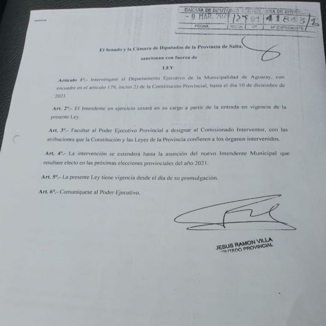Proyecto de intervención a Aguaray