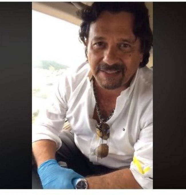 Sáenz concientizando en helicóptero