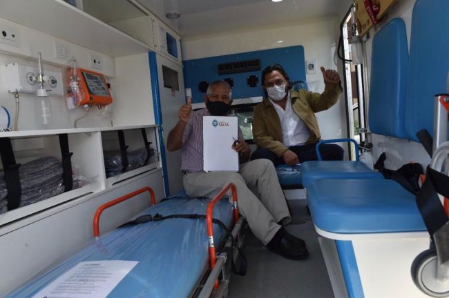 Interior de una de las ambulancias