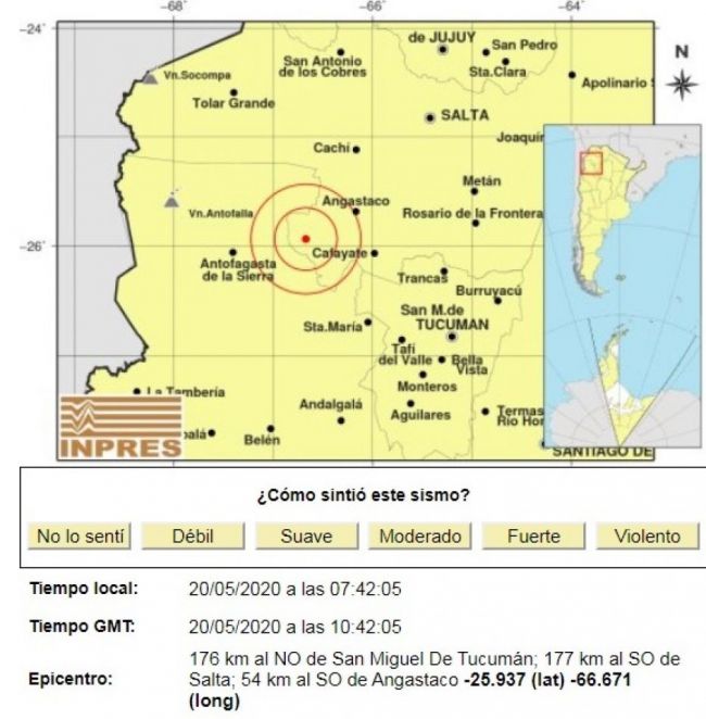 Fuerte sismo en el Valle Calchaquí