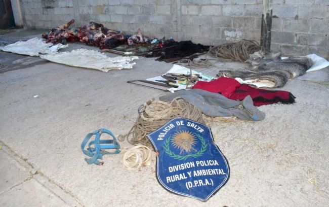 Carne y otros elementos secuestrados