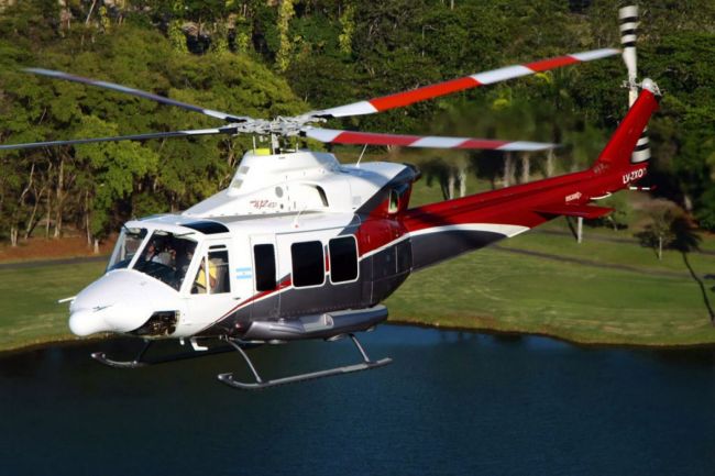 El helicóptero rumbo a Los Toldos