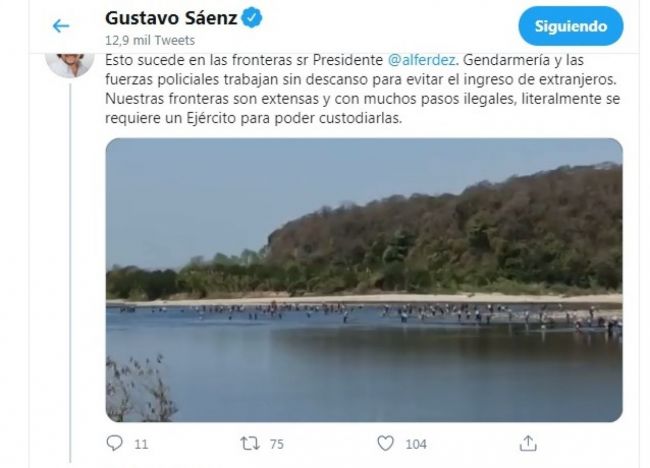 El tweet de Sáenz sobre el desborde en la frontera