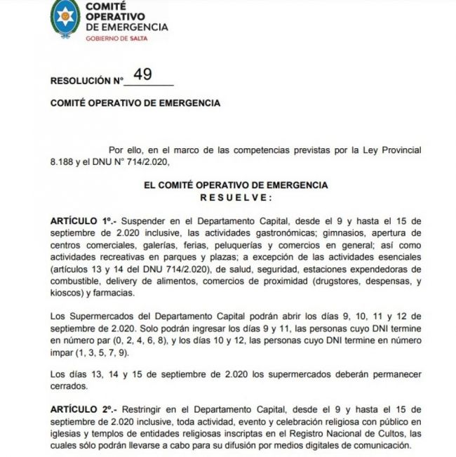 La resolución 49 del COE