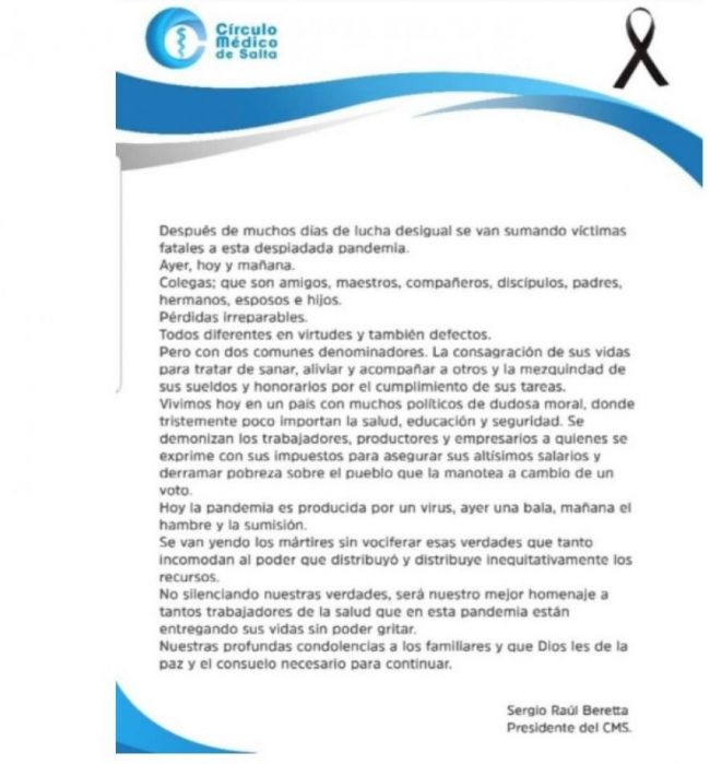 Pronunciamiento del Círculo Médico