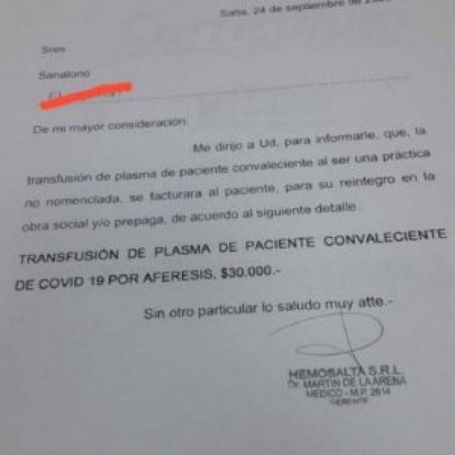El caso por el cobro de plasma