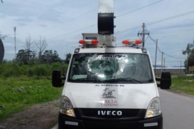 La unidad con daños tras el asalto