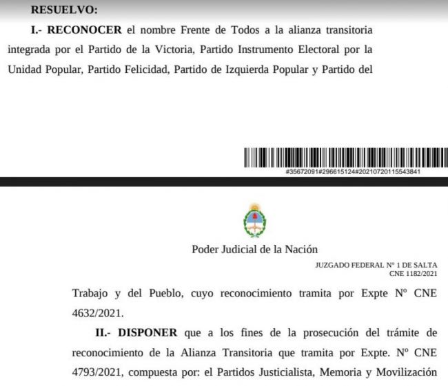 Resolución del Juez Bavio