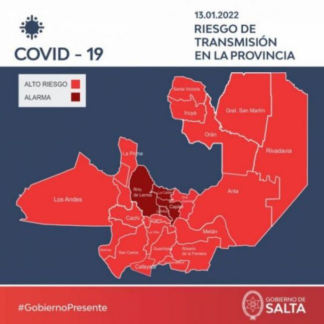 Toda la provincia en rojo y 4 departamentos en alerta