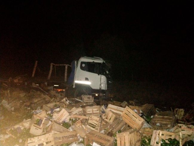 El camión  siniestrado