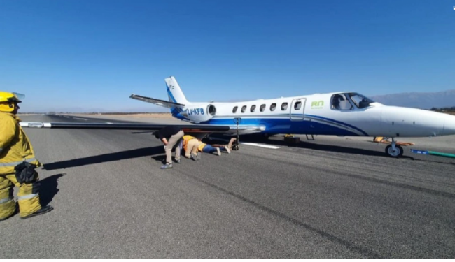 Avión del gobierno de Río Negro tuvo problemas en Salta