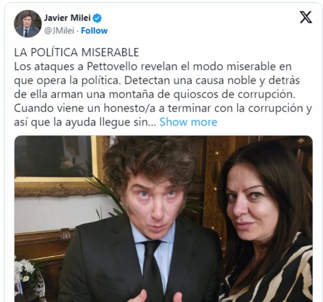 Milei en rescate de su ministra