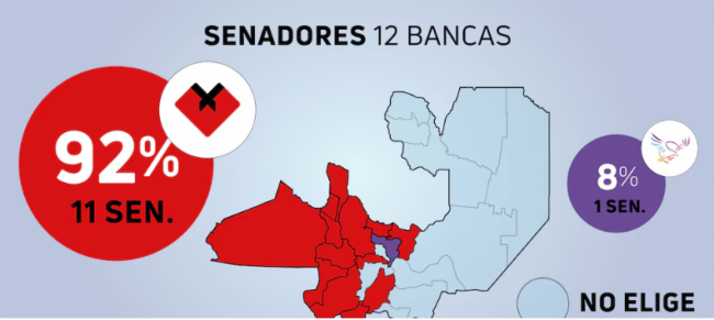 El oficialismo logró 11 de 12 bancas en el Senado