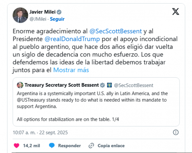 Anuncio y agradecimiento