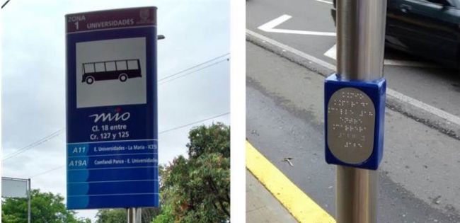 Modelo de parada con placas braille