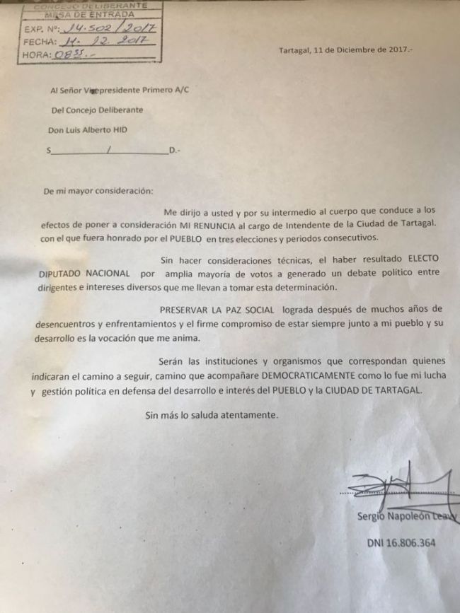 La renuncia presentada por Leavy