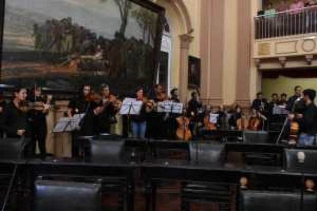 Músicos de la Sinfónica en la sesión del Senado