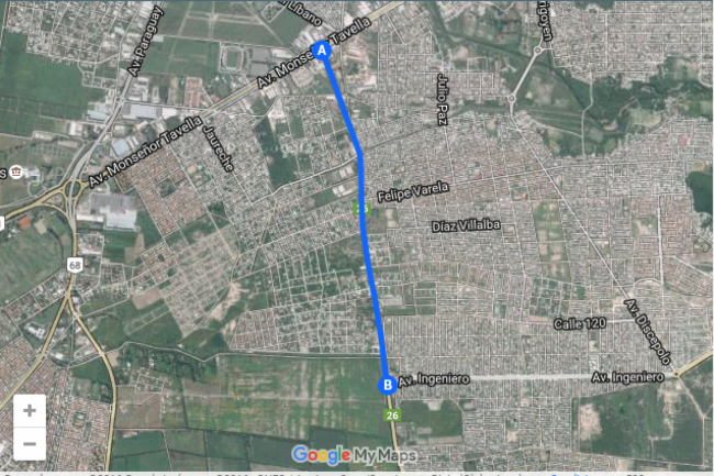 El área de la obra en ruta 26